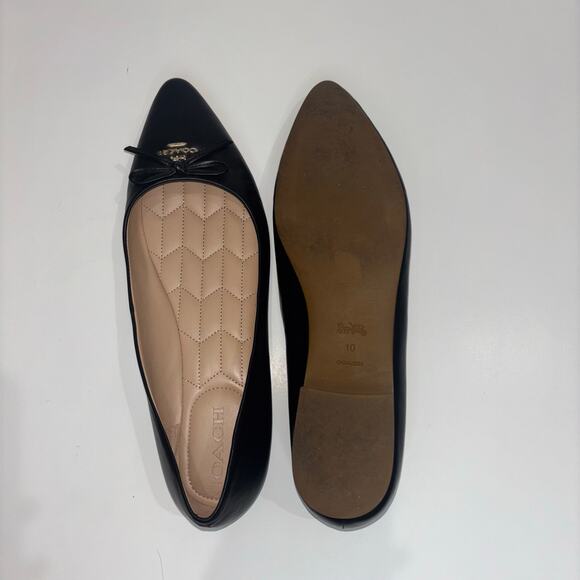 COACH Annabelle Black Leather Flats Size 10 - Picture 11 of 15